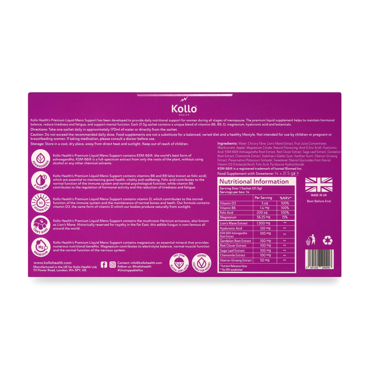 56 Days Supply - Kollo Health Premium Liquid Meno Support