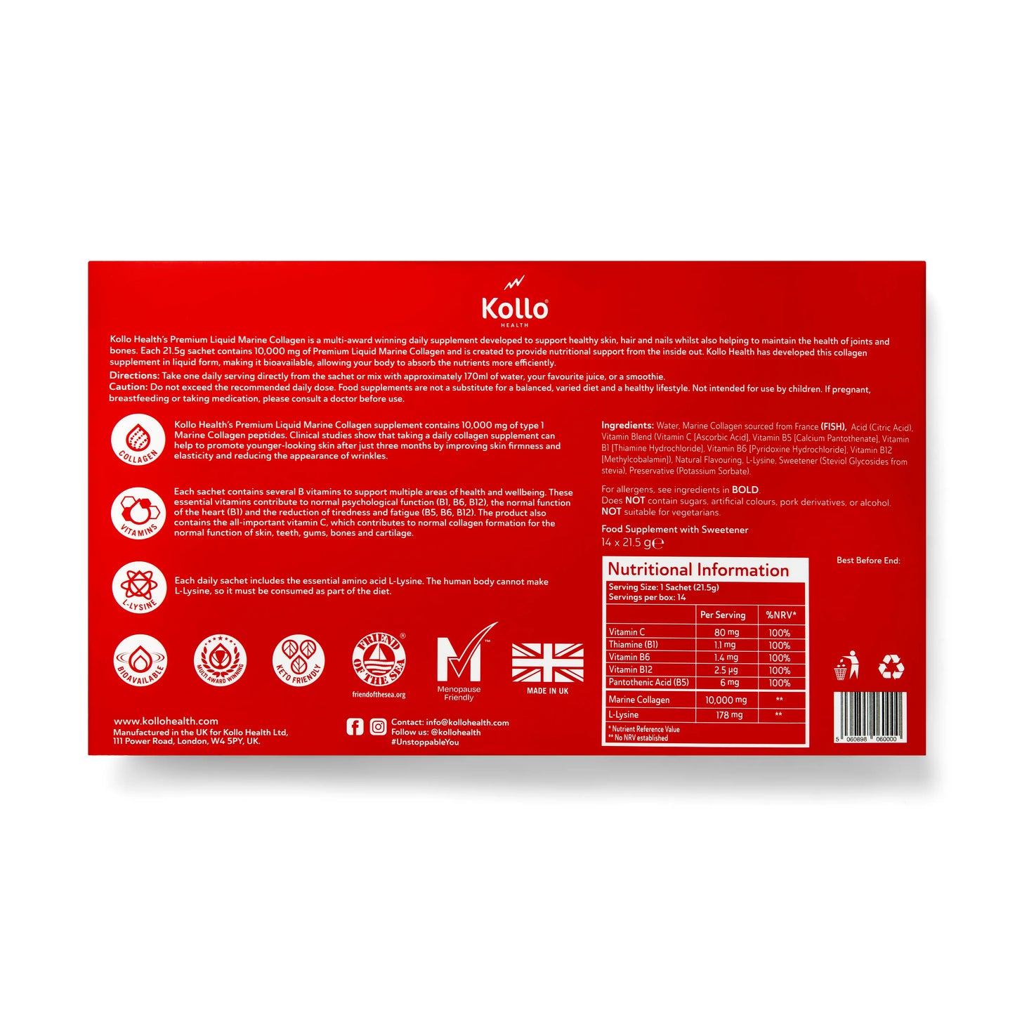  56 Days Supply - Kollo Health 10,000mg Premium Liquid Marine Collagen 