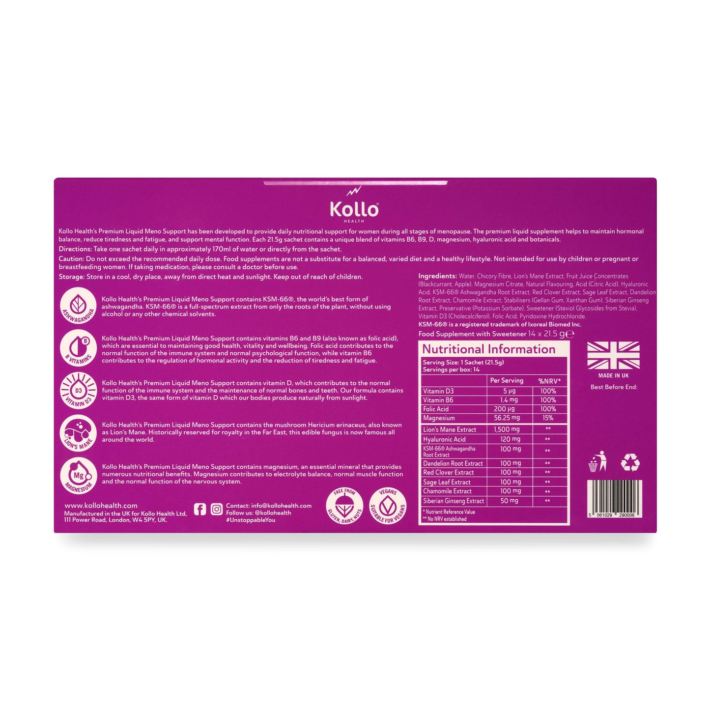  Kollo Health Premium Liquid Meno Support | SAMPLE 